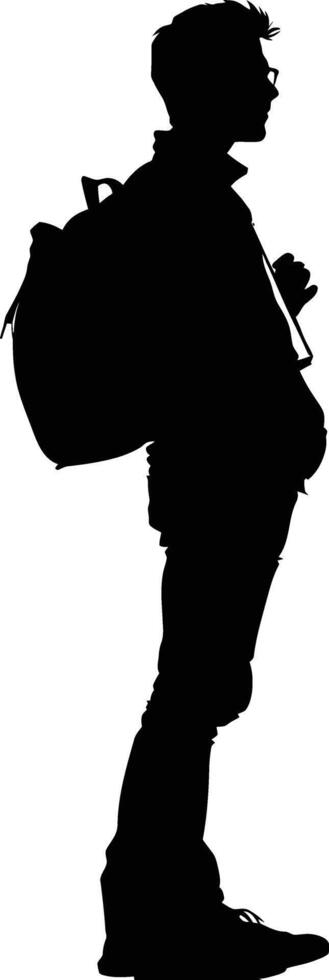 AI generated Silhouette the student black color only full body vector