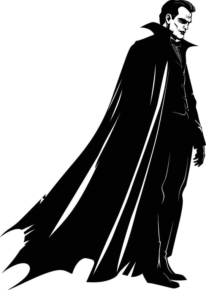 AI generated Silhouette vampire black color only full body vector