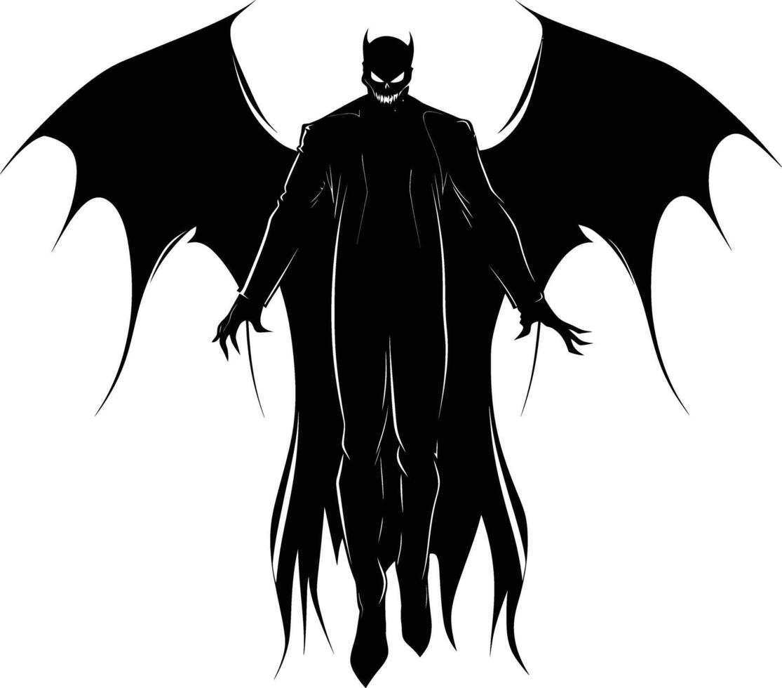 AI generated Silhouette vampire black color only full body vector