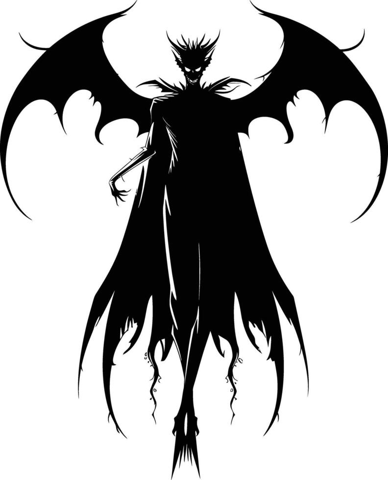 AI generated Silhouette vampire black color only full body vector