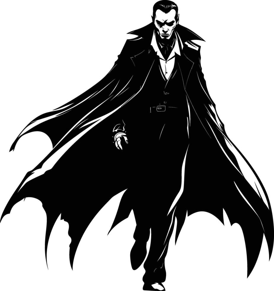 AI generated Silhouette vampire black color only full body vector