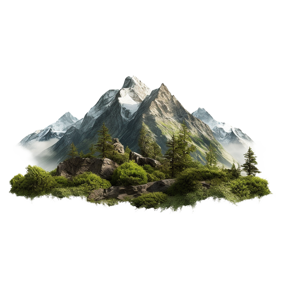 AI generated Realistic mountain scene png isolated on transparent background