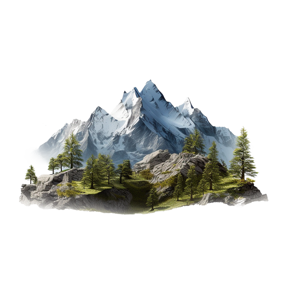 AI generated Realistic mountain scene png isolated on transparent background