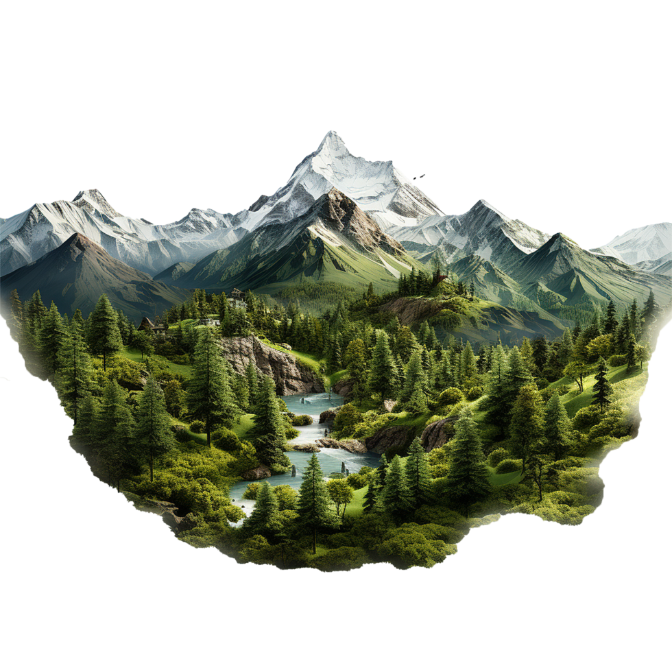 AI generated Realistic mountain scene png isolated on transparent background