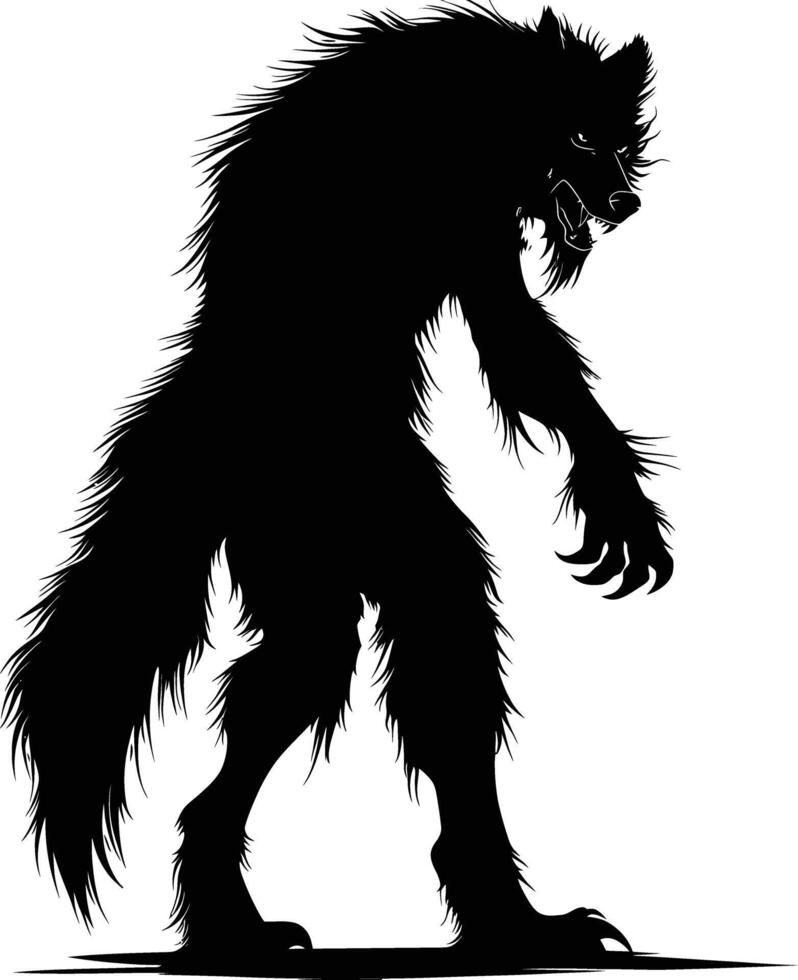 ai generado silueta lobo de mar o de vez en cuando licántropo o licántropo monstruo negro color solamente lleno cuerpo vector