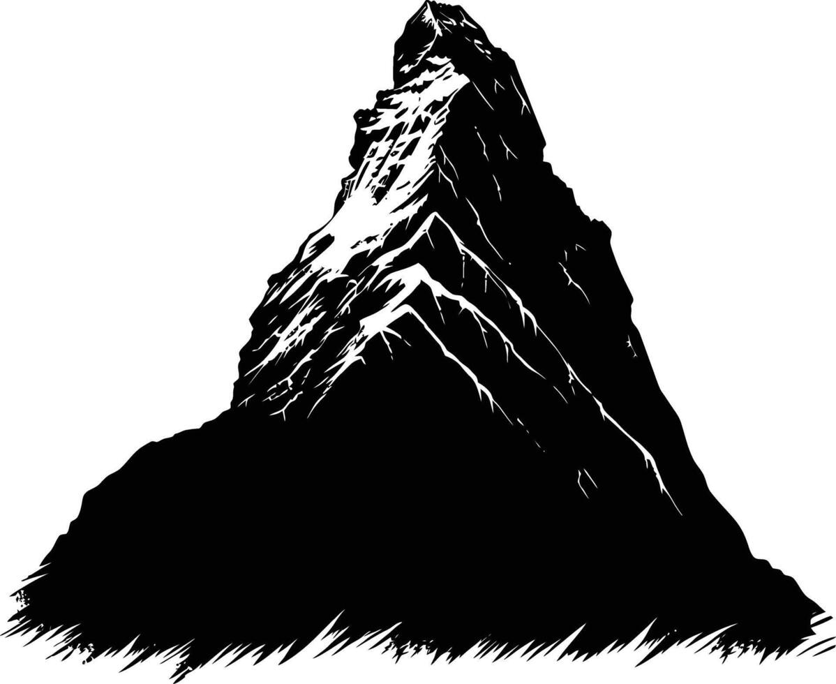 AI generated Silhouette mountain full black color only vector