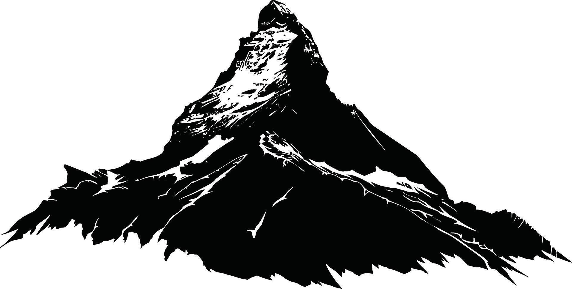 AI generated Silhouette mountain full black color only vector