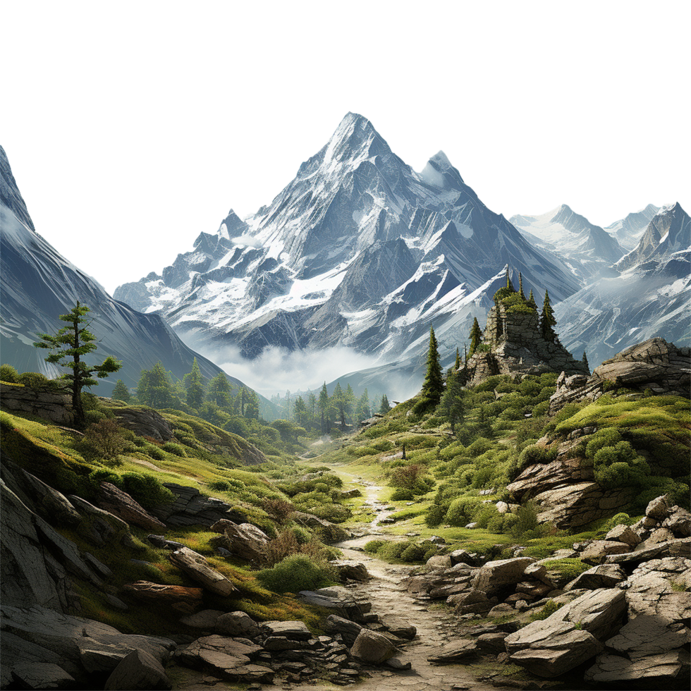 AI generated Realistic mountain scene png isolated on transparent background