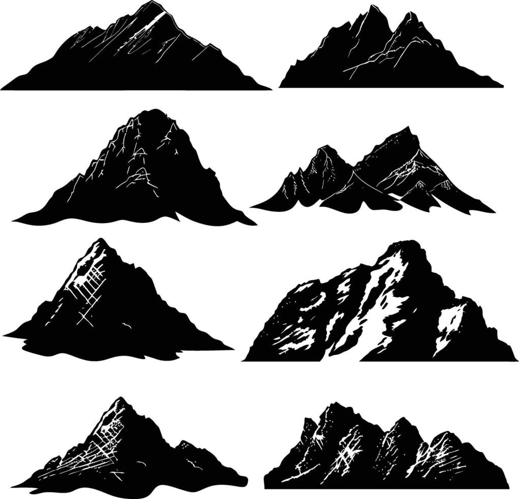 AI generated Silhouette mountain full black color only vector