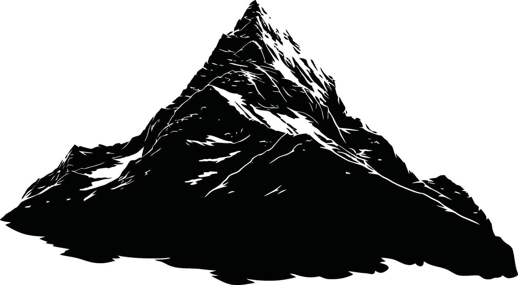 AI generated Silhouette mountain full black color only vector