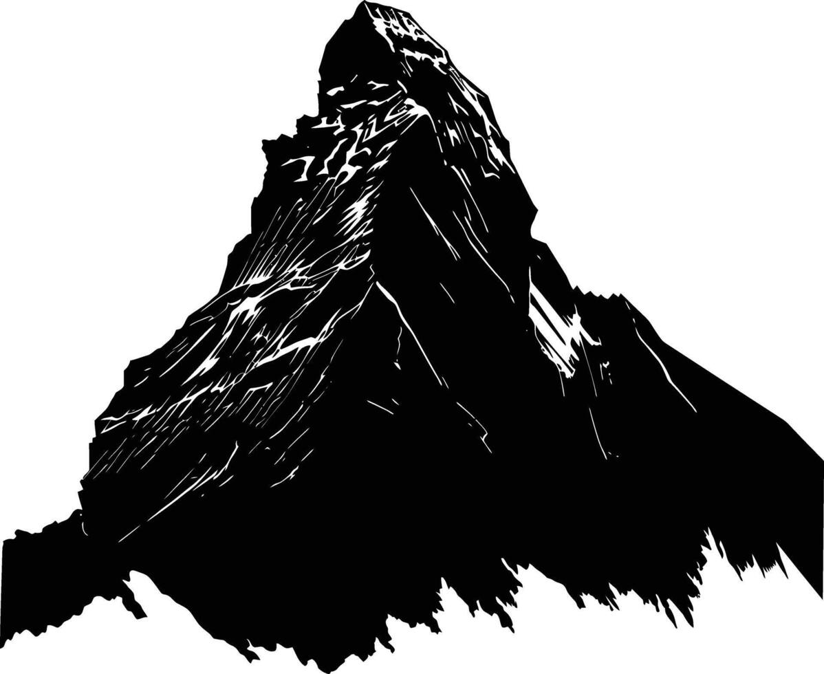 AI generated Silhouette mountain full black color only vector