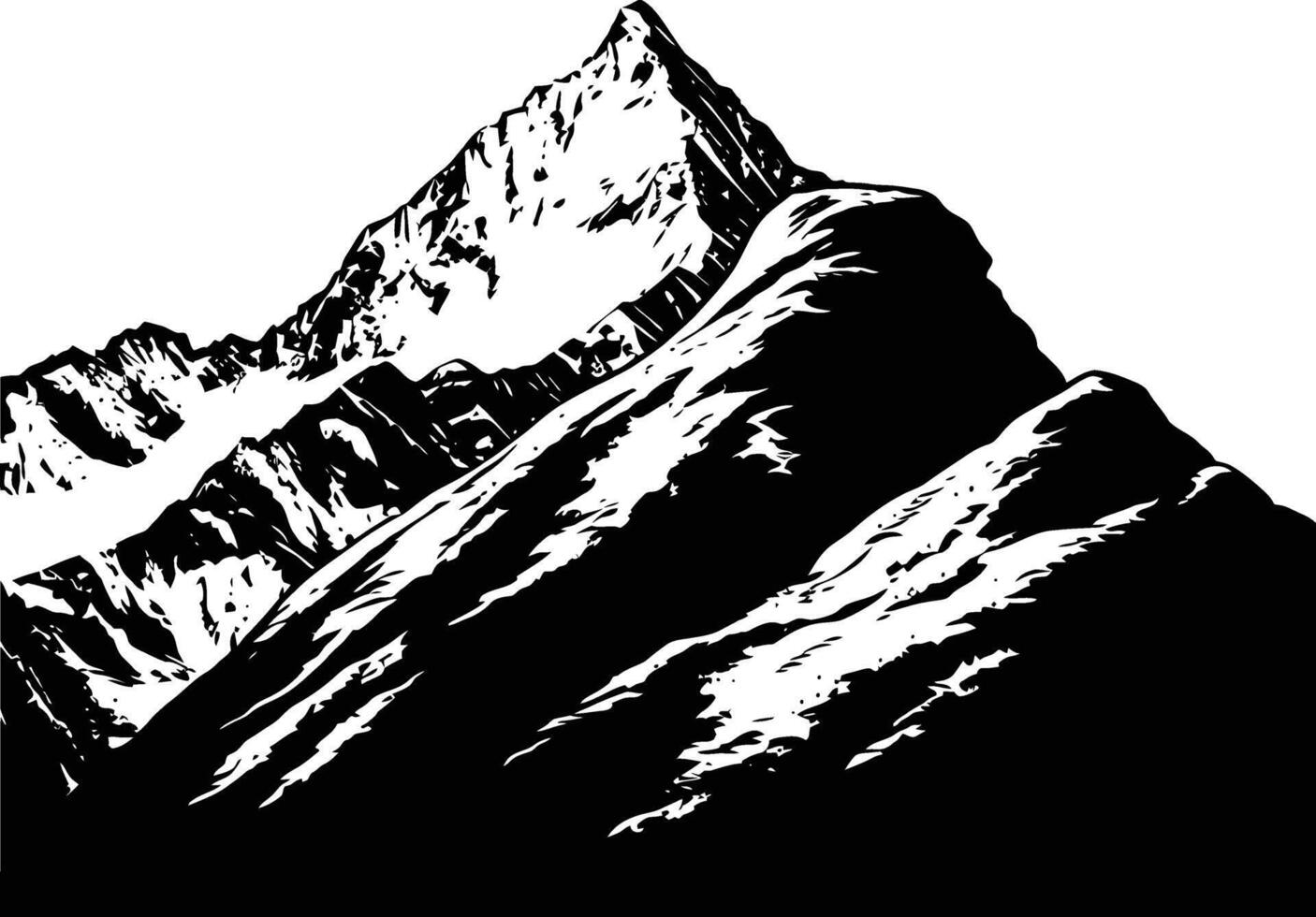 AI generated Silhouette mountain full black color only vector