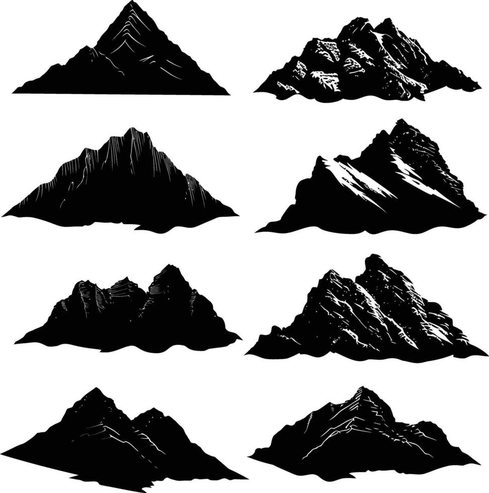 AI generated Silhouette mountain full black color only vector