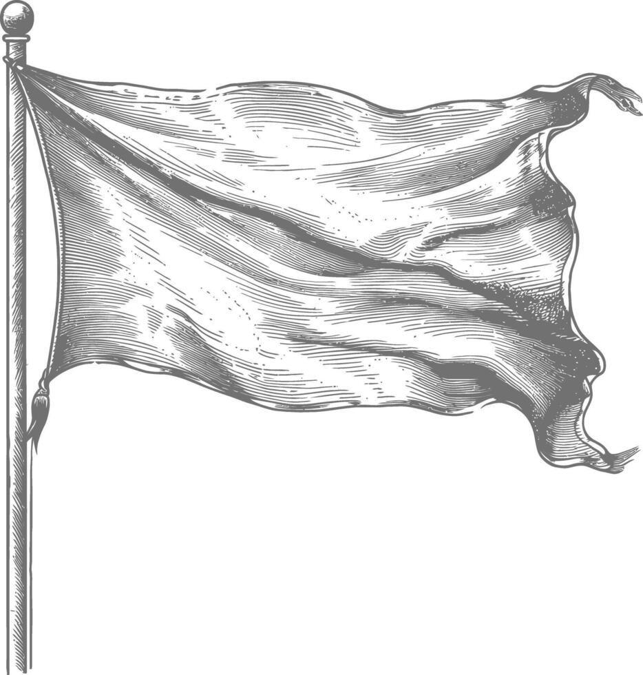 AI generated blank flag element with old engraving style vector