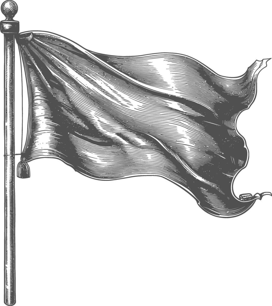 AI generated blank flag element with old engraving style vector