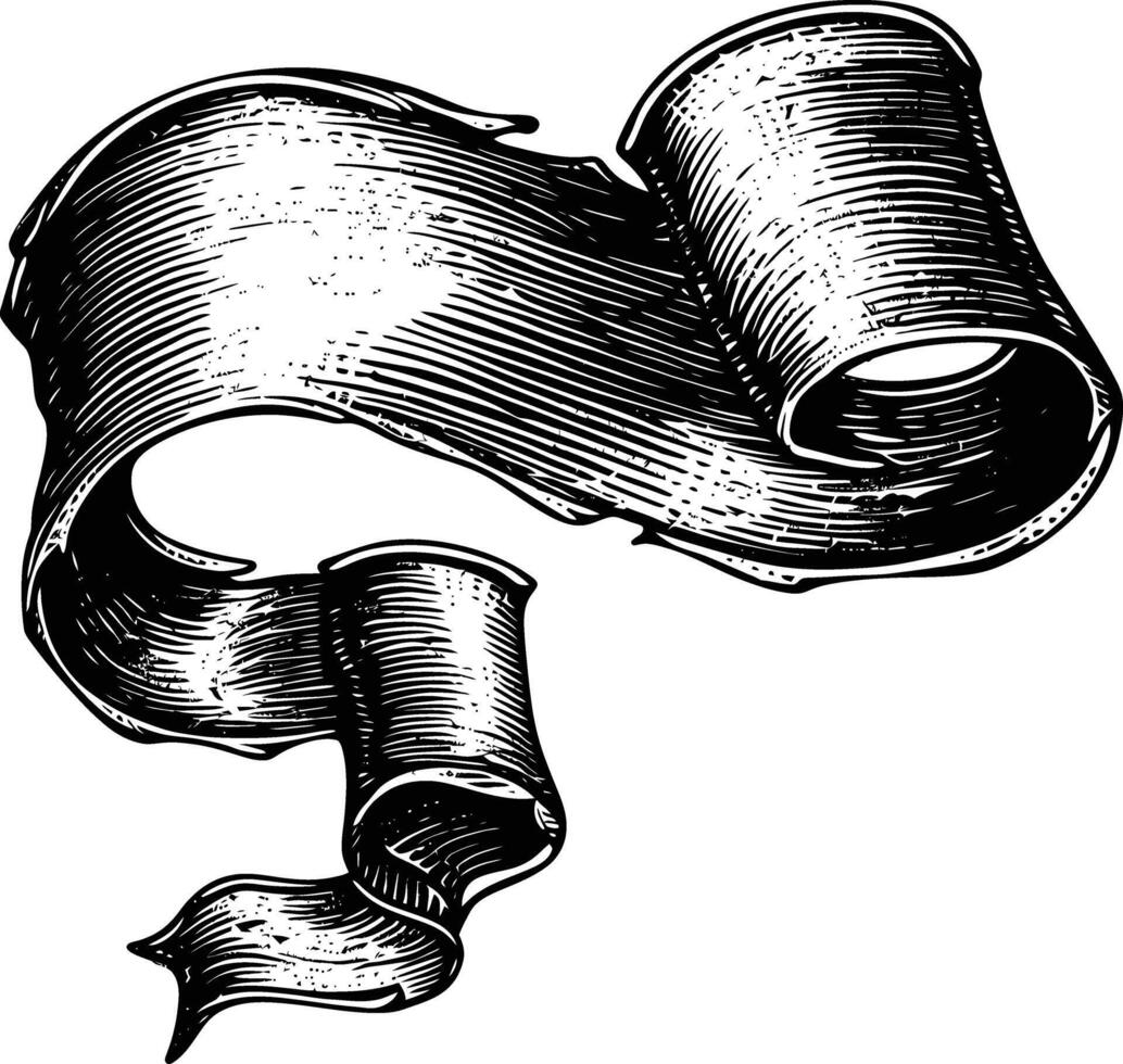 AI generated long ribbon element with old engraving style vector