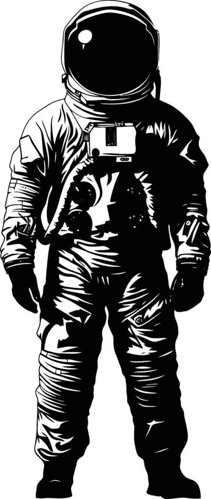 AI generated Silhouette astronaut black color only full body vector