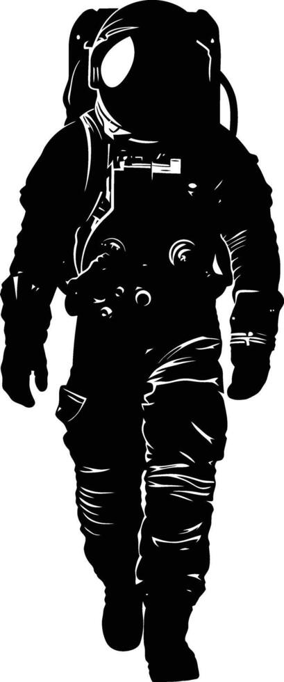 AI generated Silhouette astronaut black color only full body vector