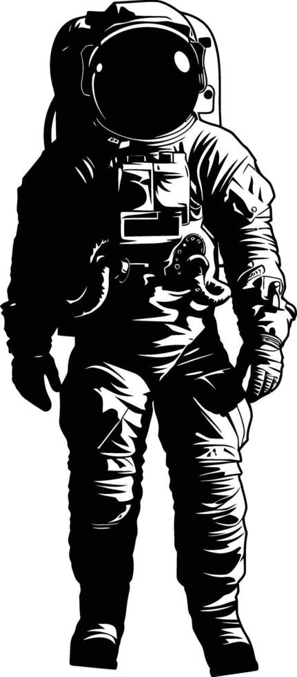 AI generated Silhouette astronaut black color only full body vector