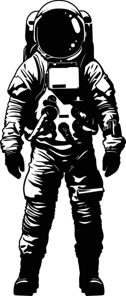 AI generated Silhouette astronaut black color only full body vector