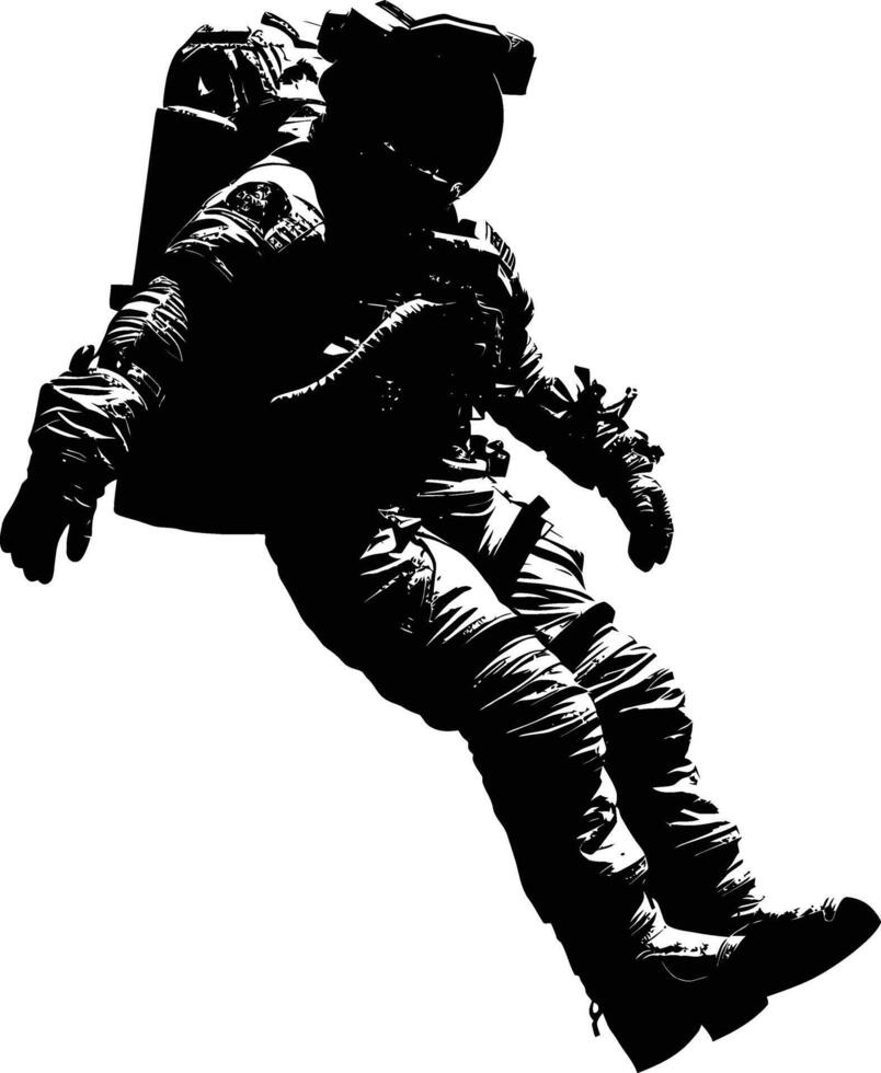 AI generated Silhouette astronaut floating in space black color only full body vector
