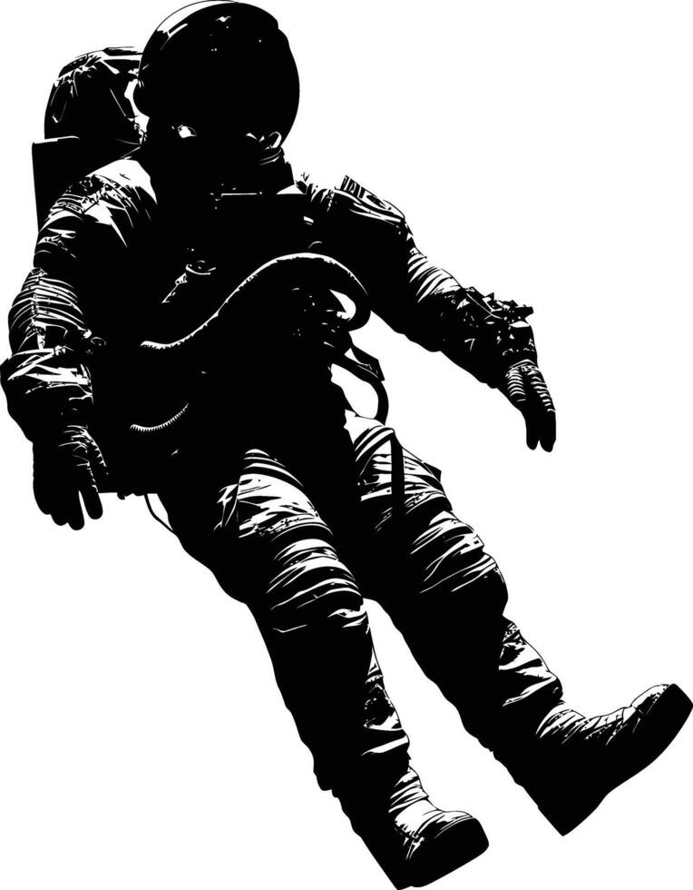 AI generated Silhouette astronaut floating in space black color only full body vector