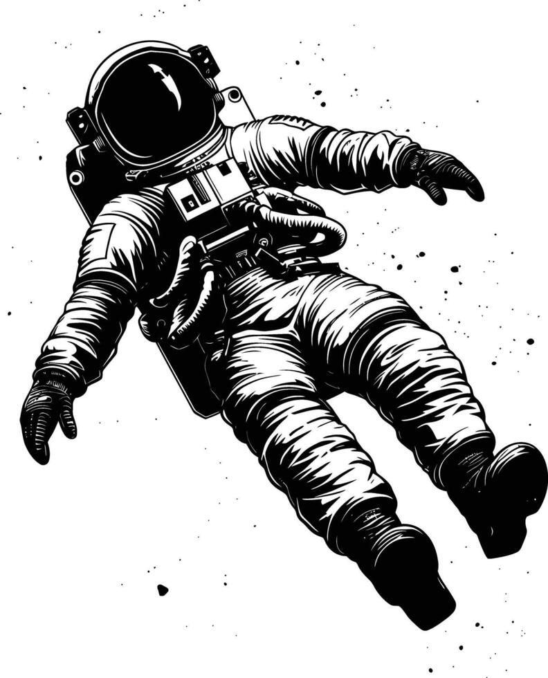 AI generated Silhouette astronaut floating in space black color only full body vector