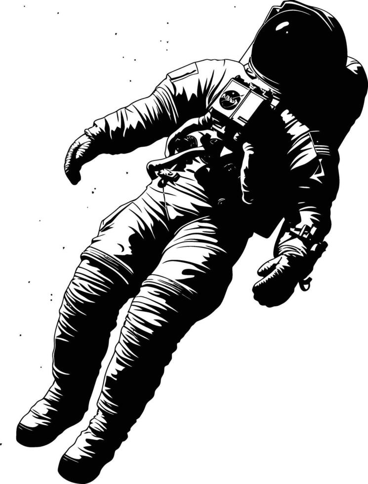 AI generated Silhouette astronaut floating in space black color only full body vector