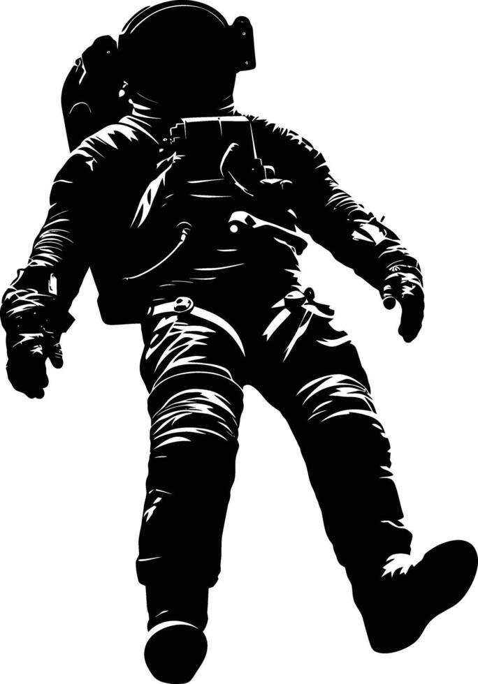 AI generated Silhouette astronaut floating in space black color only full body vector