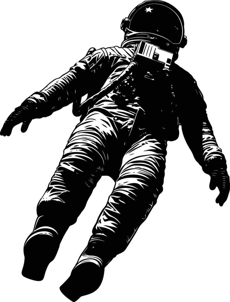 AI generated Silhouette astronaut floating in space black color only full body vector