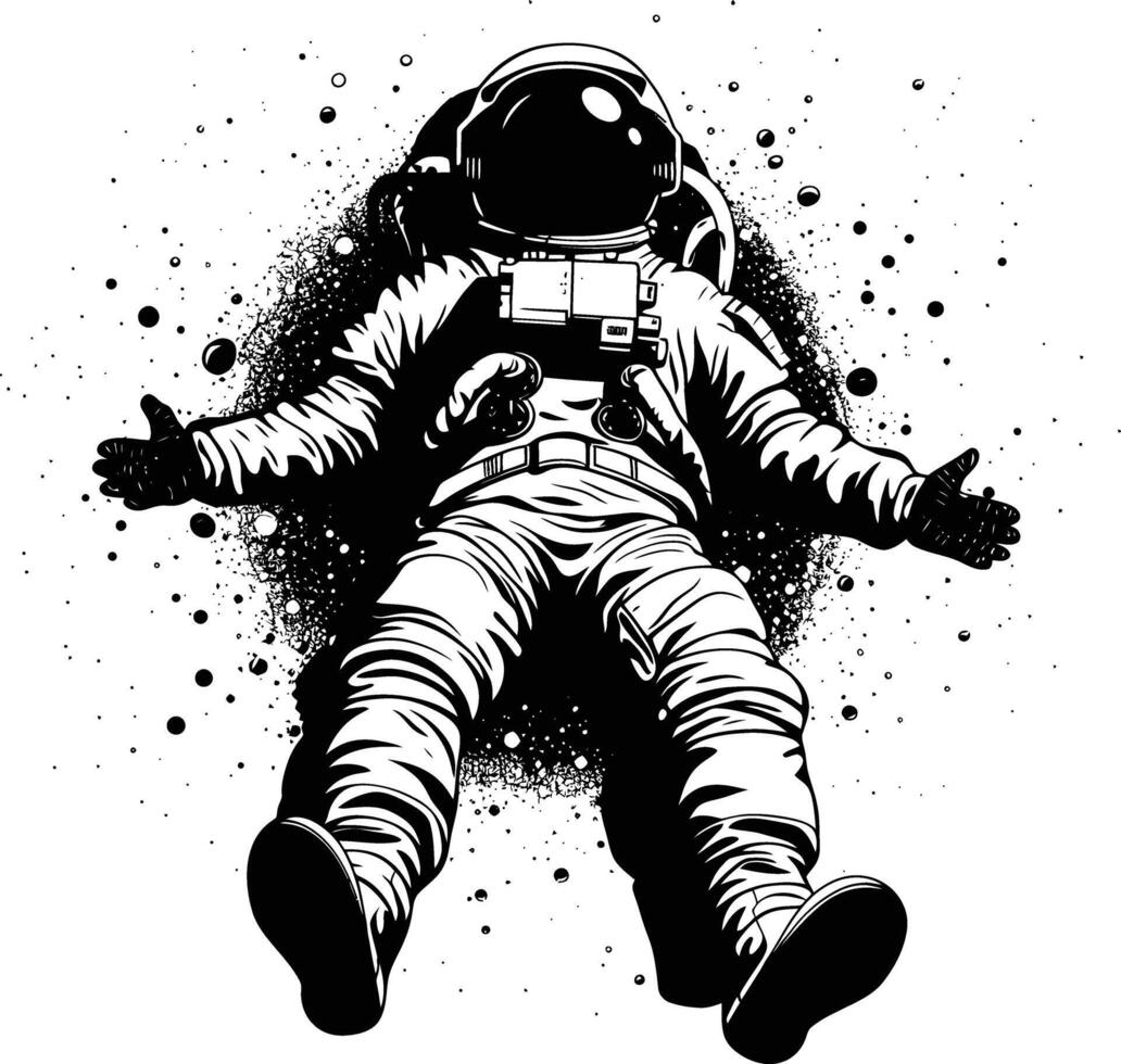 AI generated Silhouette astronaut floating in space black color only full body vector