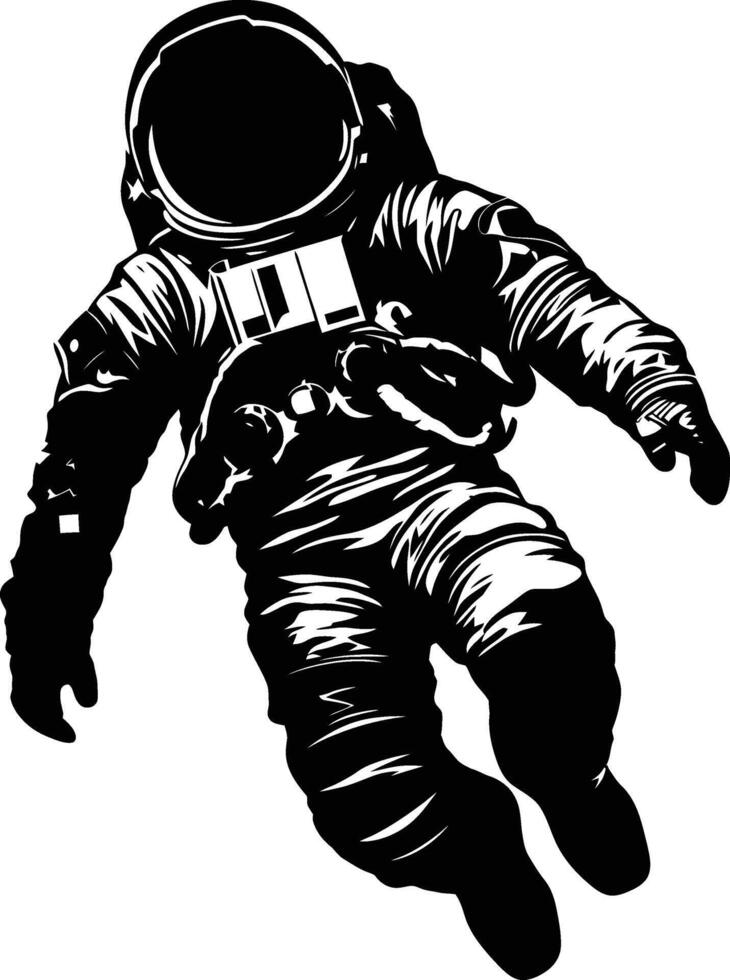 AI generated Silhouette astronaut floating in space black color only full body vector
