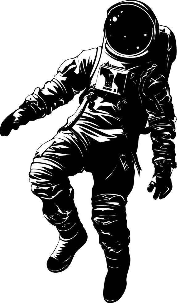 AI generated Silhouette astronaut floating in space black color only full body vector