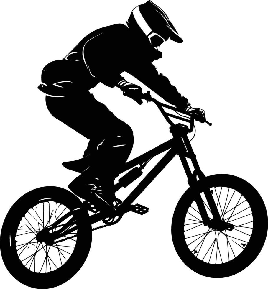 ai generado silueta bmx bicicleta saltos en el aire negro color solamente lleno cuerpo vector