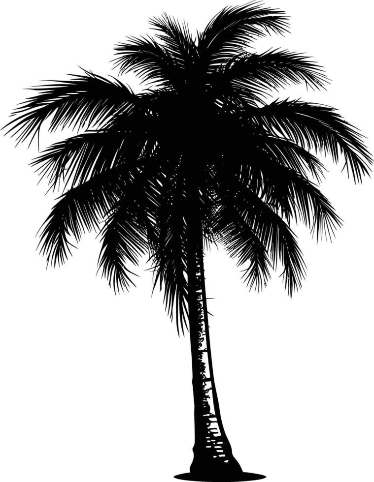 AI generated Silhouette coconut tree black color only vector
