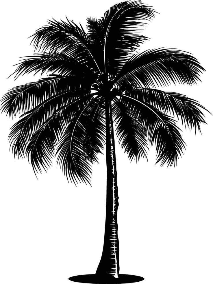 ai generado silueta Coco árbol negro color solamente vector