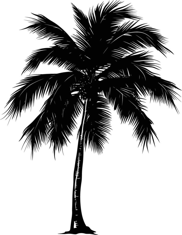 AI generated Silhouette coconut tree black color only vector