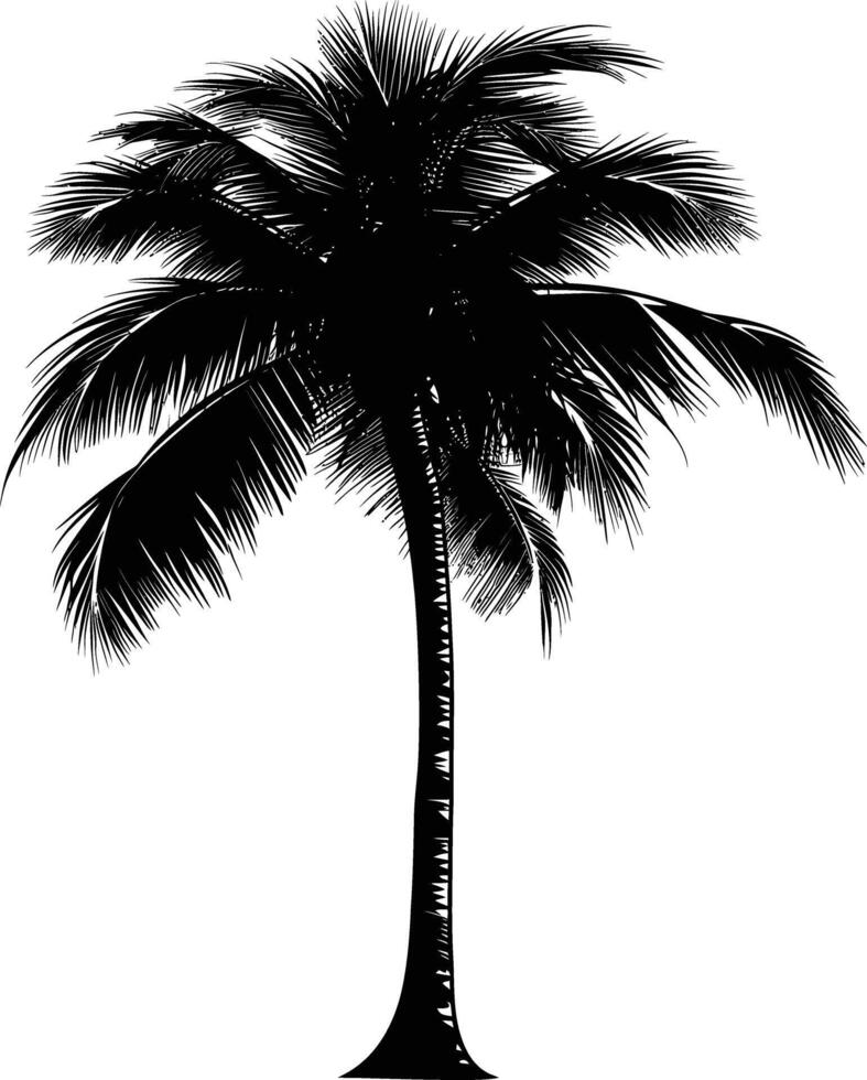 AI generated Silhouette coconut tree black color only vector