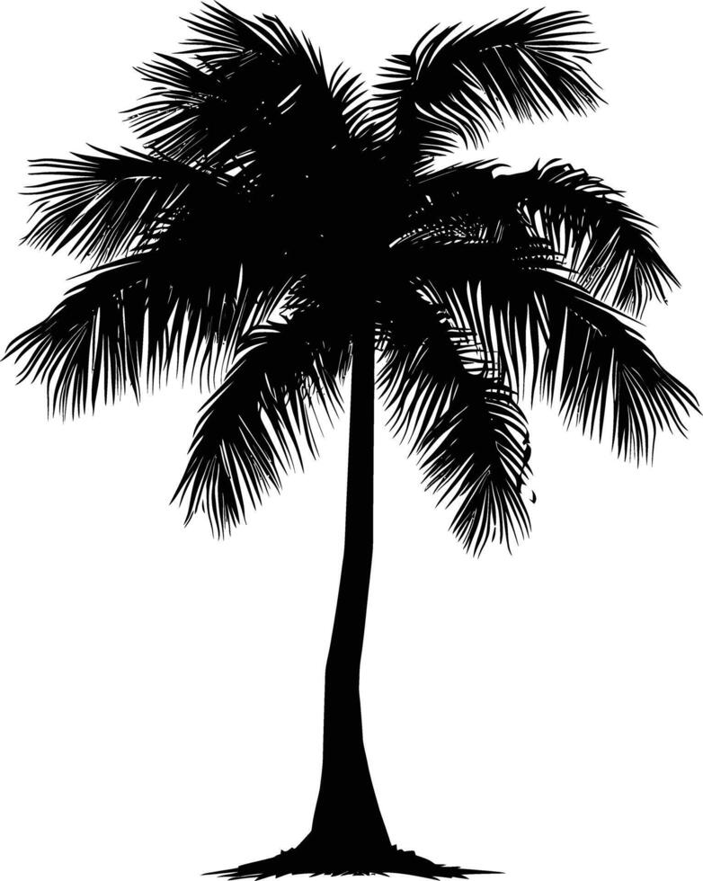 AI generated Silhouette coconut tree black color only vector