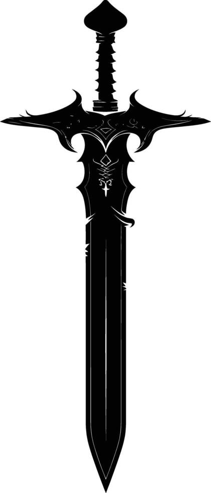 AI generated Silhouette dagger or mini short sword in mmorpg game black color only vector