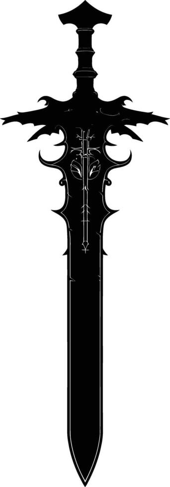 AI generated Silhouette dagger or mini short sword in mmorpg game black color only vector