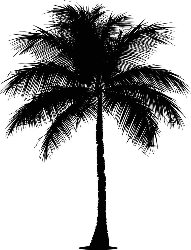 AI generated Silhouette coconut tree black color only vector