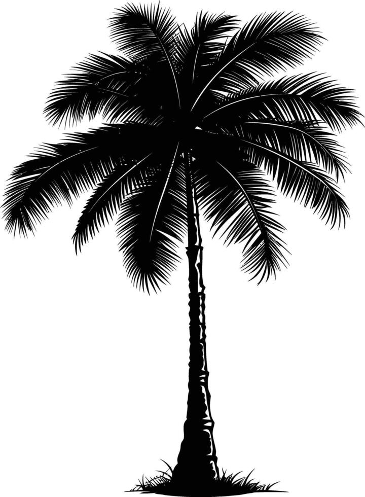 AI generated Silhouette coconut tree black color only vector