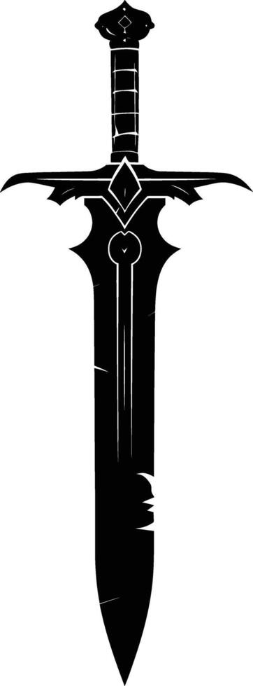 AI generated Silhouette dagger or mini short sword in mmorpg game black color only vector