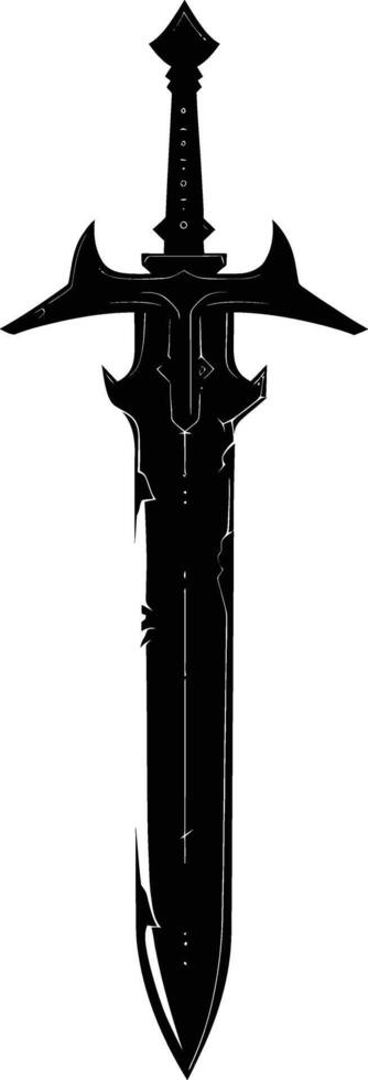 AI generated Silhouette dagger or mini short sword in mmorpg game black color only vector