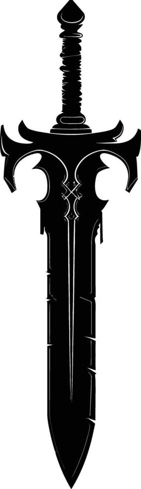 AI generated Silhouette dagger or mini short sword in mmorpg game black color only vector