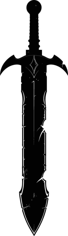 AI generated Silhouette dagger or mini short sword in mmorpg game black color only vector