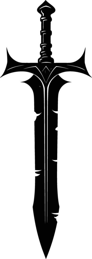 AI generated Silhouette dagger or mini short sword in mmorpg game black color only vector