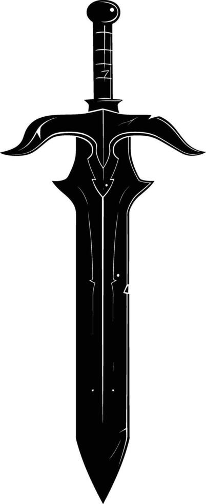 AI generated Silhouette dagger or mini short sword in mmorpg game black color only vector