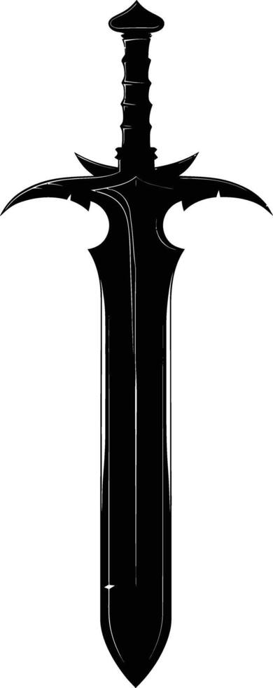 AI generated Silhouette dagger or mini short sword in mmorpg game black color only vector